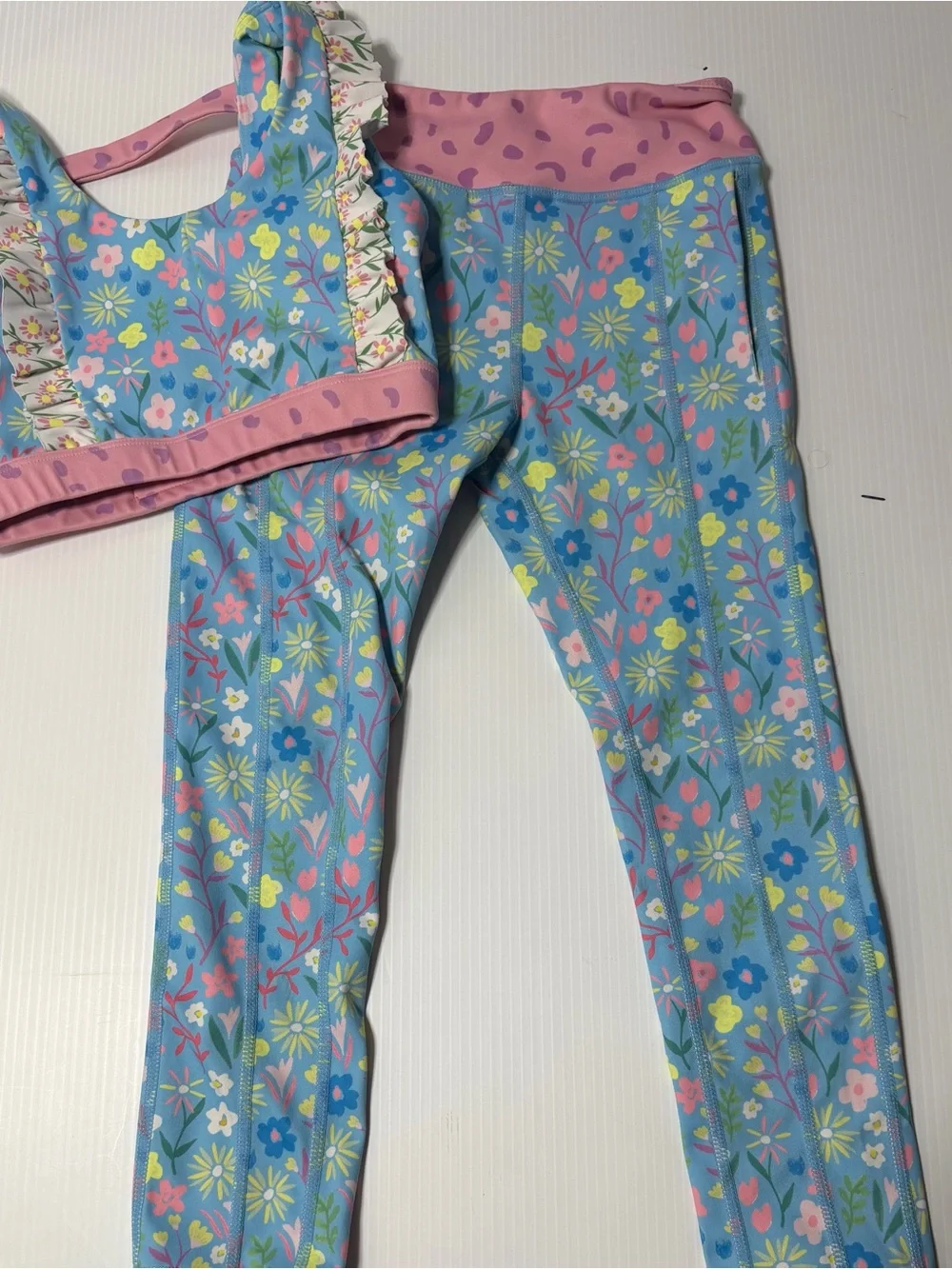 Matilda Jane Blue Floral Girls Matching Set with Pink Trim
